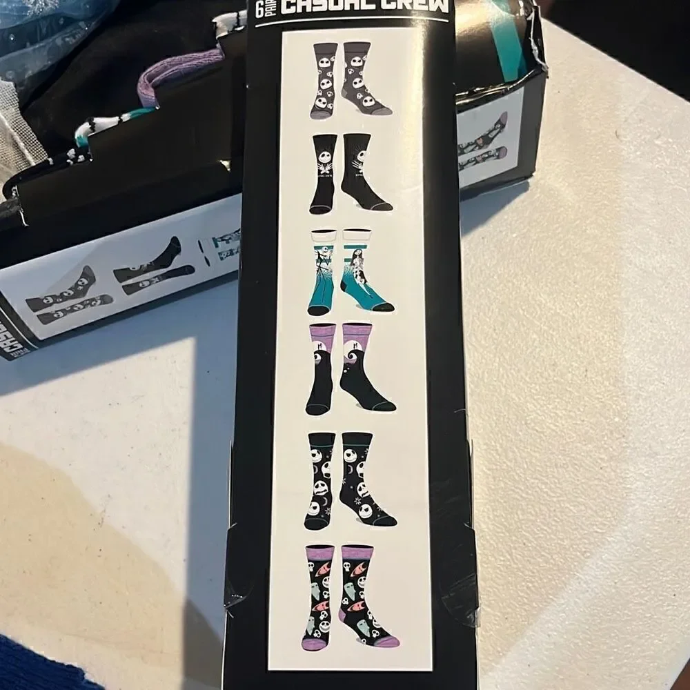 Nightmare Before Christmas 6 Pair Casual Crew Socks Shoe Size 8-12 New